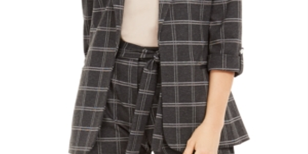 Calvin Klein Jaqueta Feminina Xadrez Elástico Preta Tamanho 14P