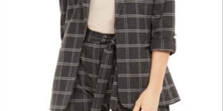 Calvin Klein Jaqueta Feminina Xadrez Elástico Preta Tamanho 14P