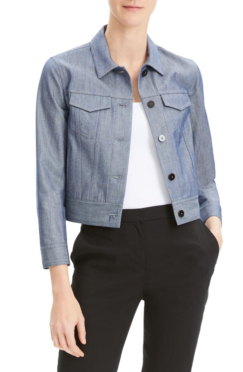 Jaqueta jeans feminina Theory Shrunken Fit Azul Tamanho P