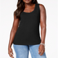 Regata feminina Karen Scott de algodão com tachas - Preto profundo, tamanho M