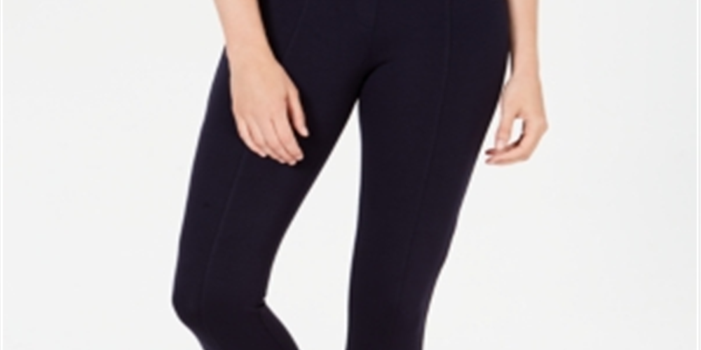 Leggings femininas de malha ponte com costura curvada Style &amp; Co, azul, tamanho pequeno