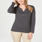 Karen Scott Top Henley Feminino Preto Tamanho Grande