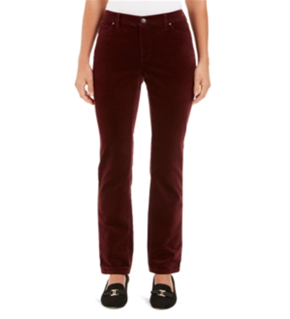Calça jeans feminina Charter Club Velveteen Tummy-Control com tornozelo reto, vermelho cereja profundo, tamanho 8