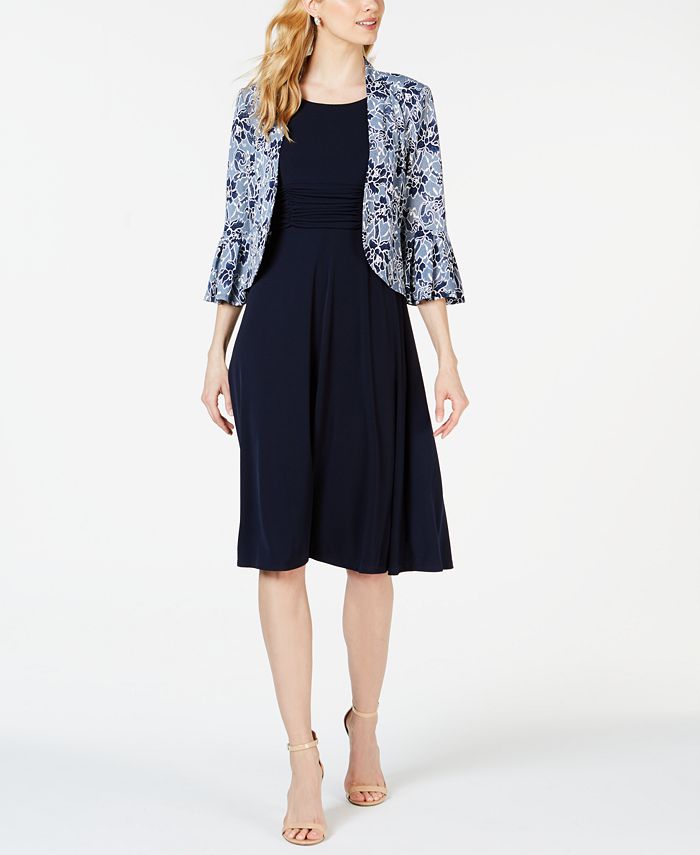 Jaqueta estampada pequena Jessica Howard, azul, tamanho 14 P