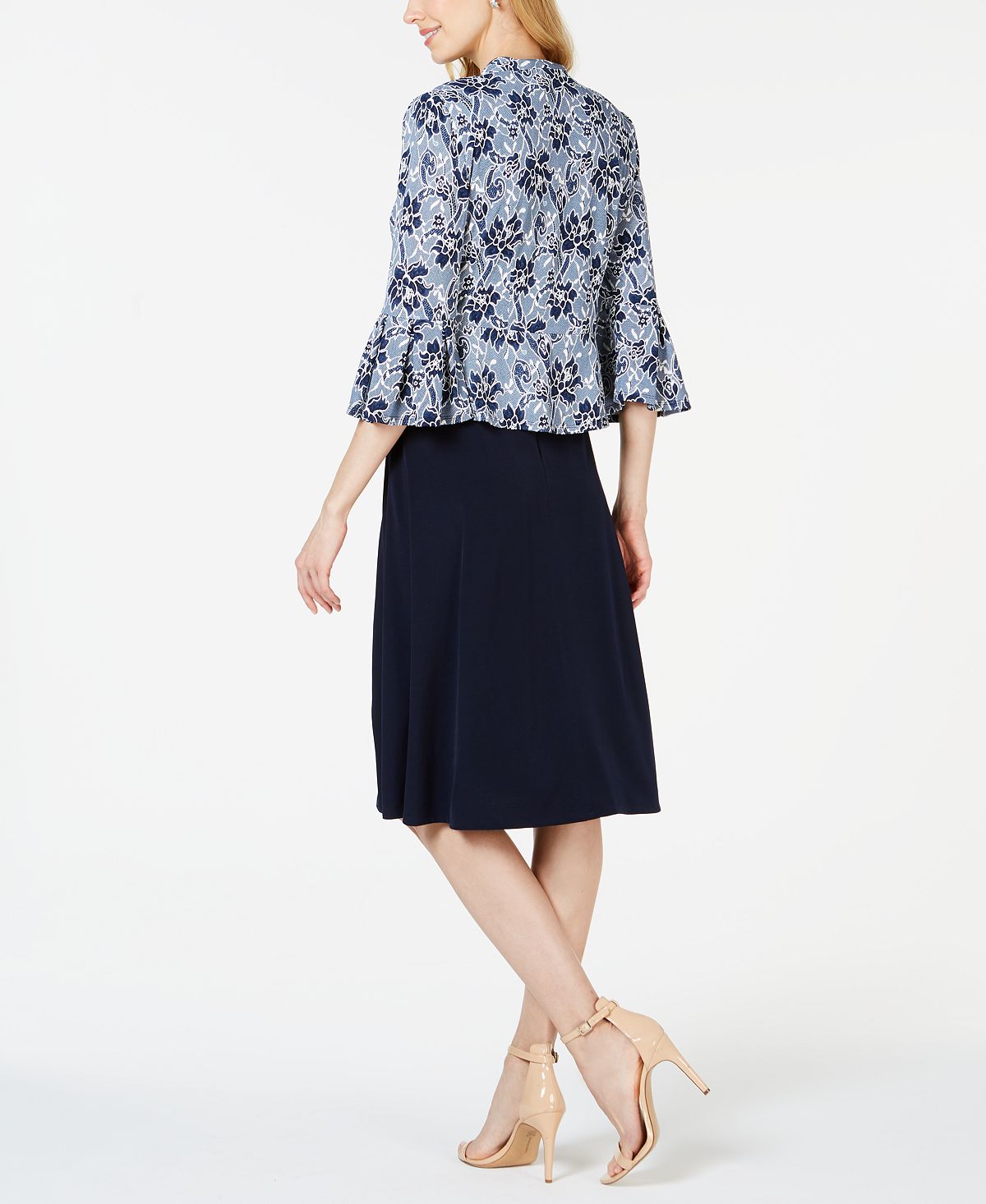 Jaqueta estampada pequena Jessica Howard, azul, tamanho 14 P