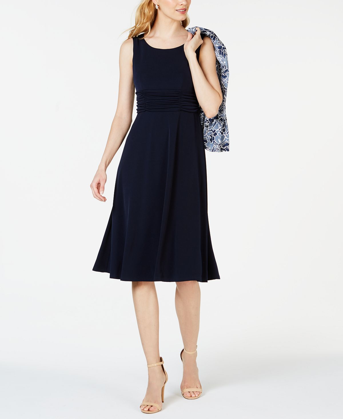 Jaqueta estampada pequena Jessica Howard, azul, tamanho 14 P