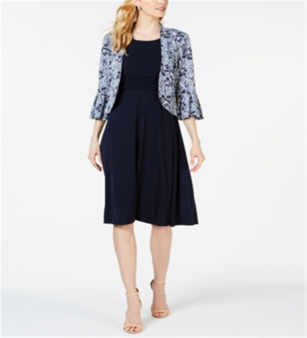 Jaqueta estampada pequena Jessica Howard, azul, tamanho 14 P