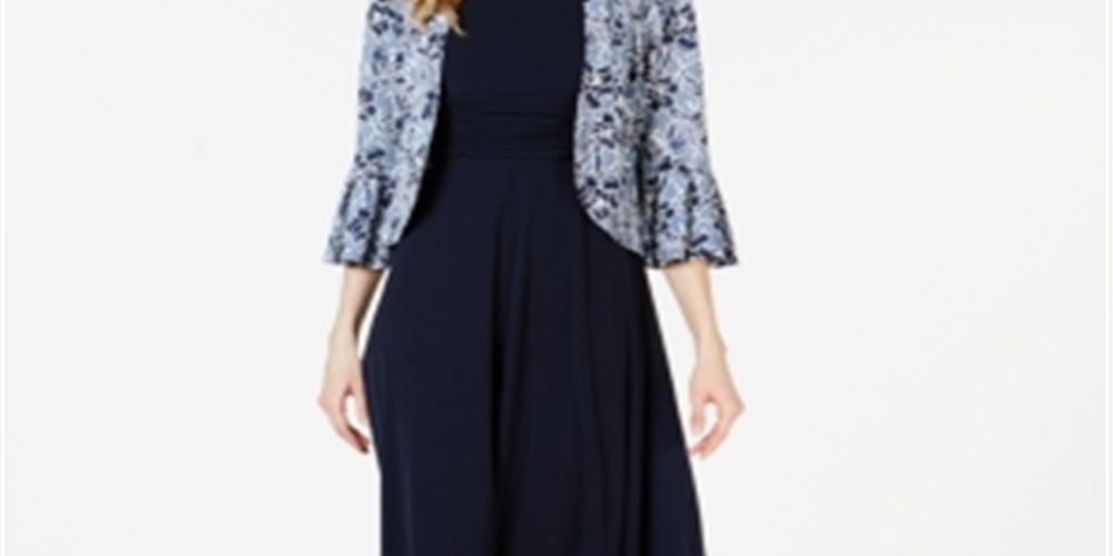 Jaqueta estampada pequena Jessica Howard, azul, tamanho 14 P