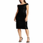 Vestido de coquetel feminino Ralph Lauren com lantejoulas, manga curta, decote canoa, midi, preto, tamanho 0