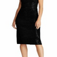 Vestido de coquetel feminino Ralph Lauren com lantejoulas, manga curta, decote canoa, midi, preto, tamanho 0