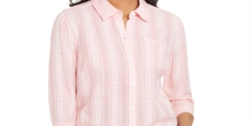 Karen Scott Feminino Petite Cotton Floral Dobby Shi Coral Topázio PS