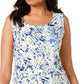 Blusa Feminina JM Collection Média Texturizada Estampa Abstrata Azul Tamanho Médio