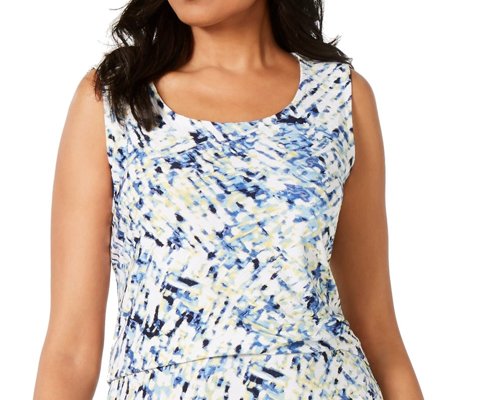 Blusa Feminina JM Collection Média Texturizada Estampa Abstrata Azul Tamanho Médio