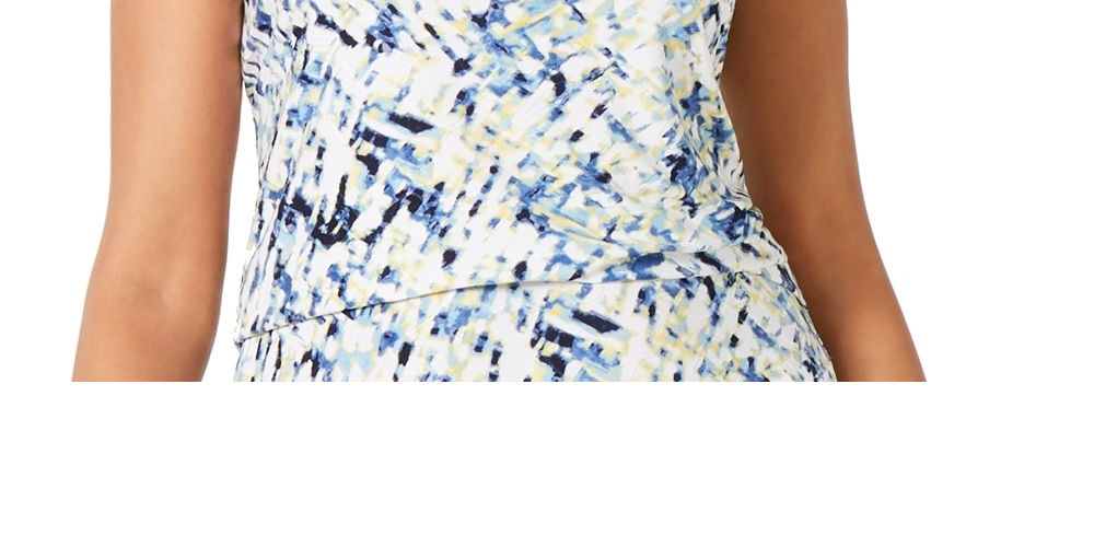 Blusa Feminina JM Collection Média Texturizada Estampa Abstrata Azul Tamanho Médio