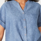 Camisa feminina Charter Club Petite Linen com amarração frontal, azul, tamanho PXL
