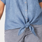 Camisa feminina Charter Club Petite Linen com amarração frontal, azul, tamanho PXL