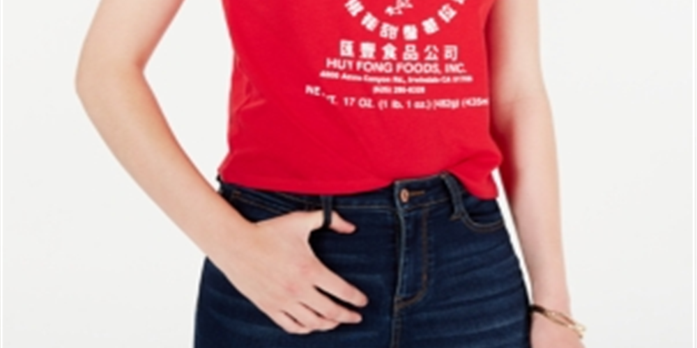 Camiseta feminina Mad Engine Mighty Fine Juniors Sriracha Graphic, vermelha, tamanho pequeno