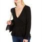Suéter feminino INC Metallic Surplice, preto profundo, tamanho XS