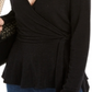Suéter feminino INC Metallic Surplice, preto profundo, tamanho XS
