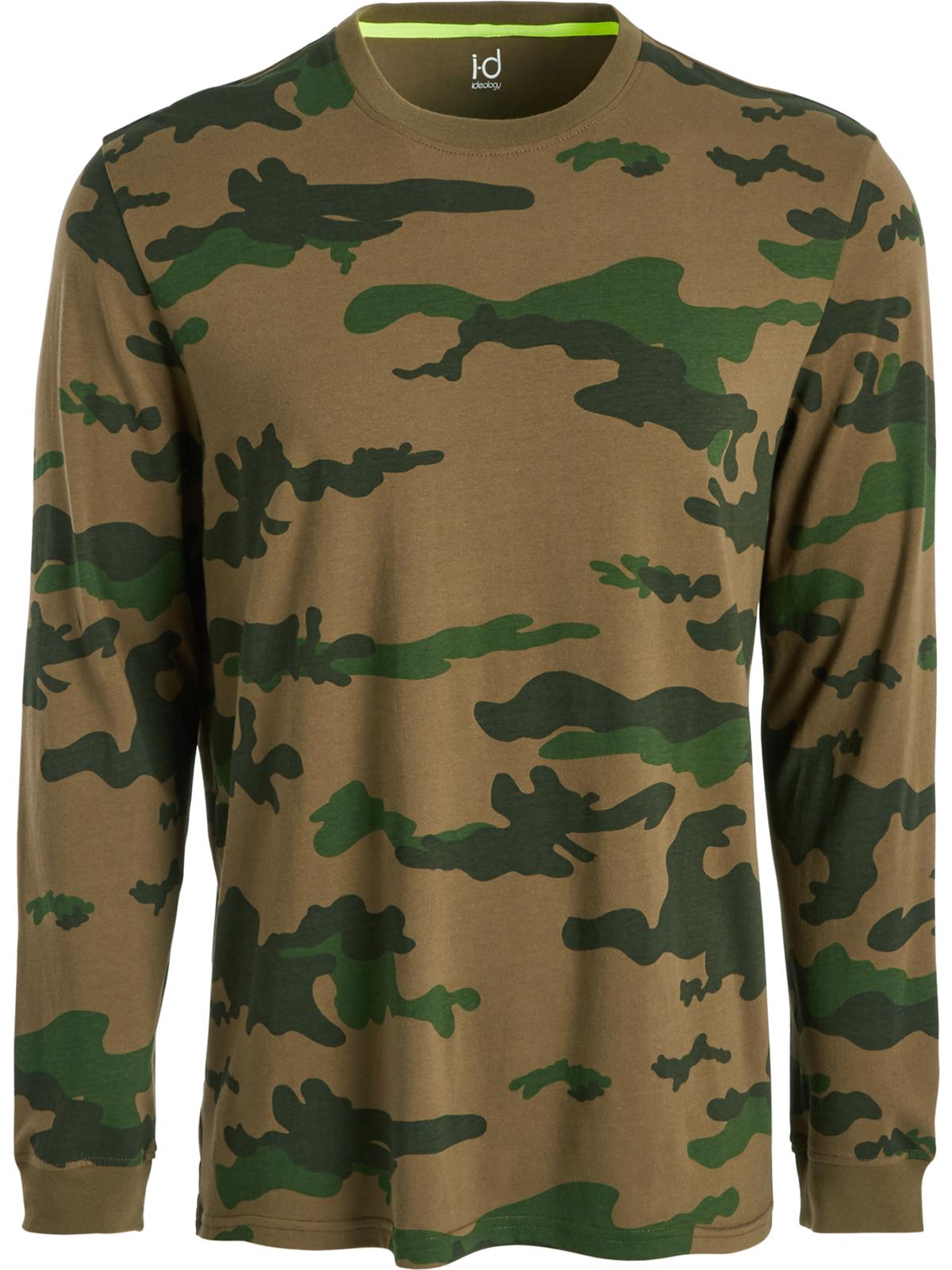 Camiseta masculina de manga comprida com estampa camuflada explodida ID Ideology, verde, tamanho pequeno