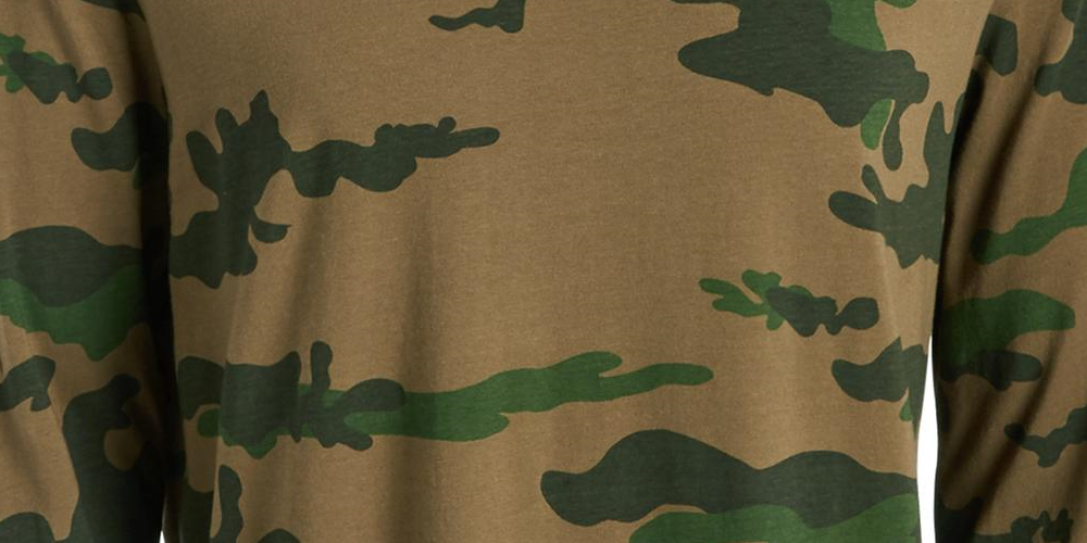 Camiseta masculina de manga comprida com estampa camuflada explodida ID Ideology, verde, tamanho pequeno