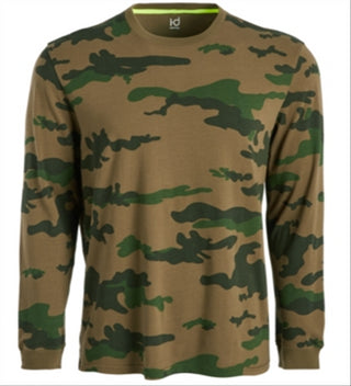 Camiseta masculina de manga comprida com estampa camuflada explodida ID Ideology, verde, tamanho pequeno