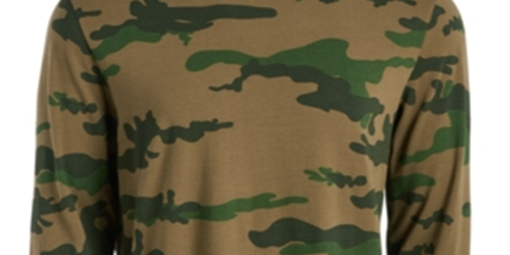 Camiseta masculina de manga comprida com estampa camuflada explodida ID Ideology, verde, tamanho pequeno