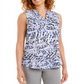 JM Collection Top feminino sem mangas com estampa e zíper frontal, roxo, tamanho XS