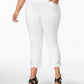Calça Capri Plus Size com Barra de Renda INC International Concepts Branco Brilhante 26W