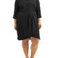 Vestido de camisa feminino LOVE SQUARED com manga 3/4 e comprimento até o joelho, preto, tamanho 1X
