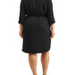 Vestido de camisa feminino LOVE SQUARED com manga 3/4 e comprimento até o joelho, preto, tamanho 1X