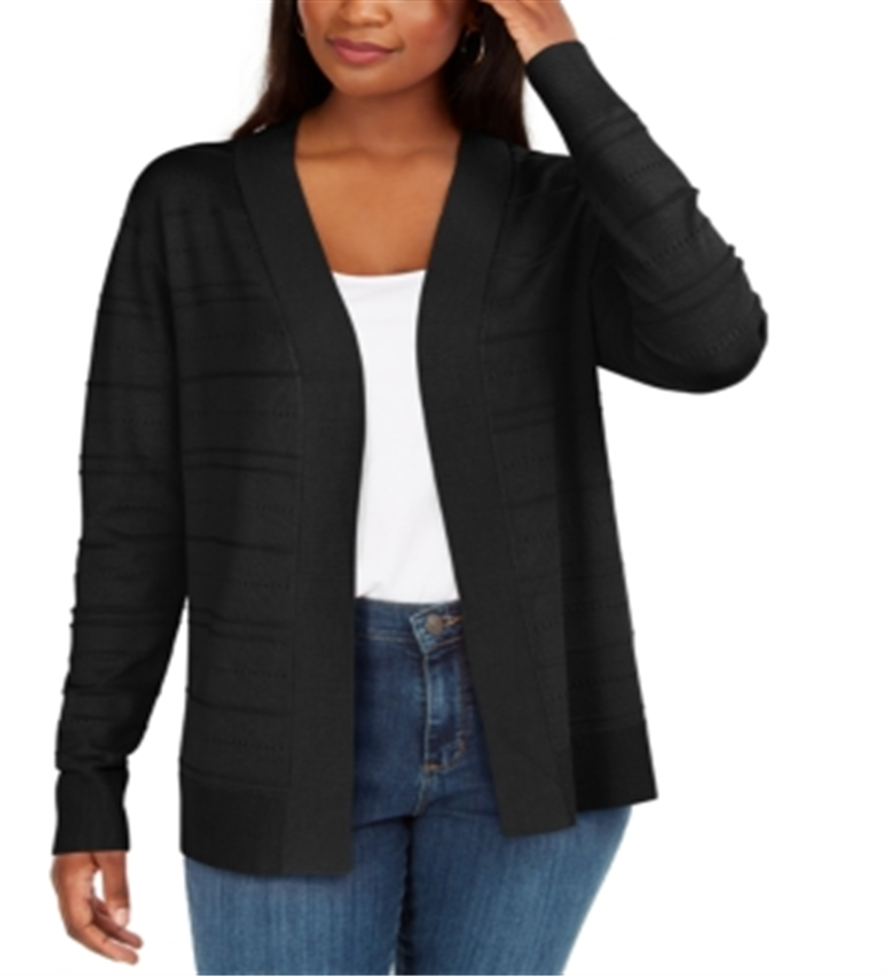 Karen Scott Cardigan Feminino Pequeno com Frente Aberta Preto Escuro Tamanho PM