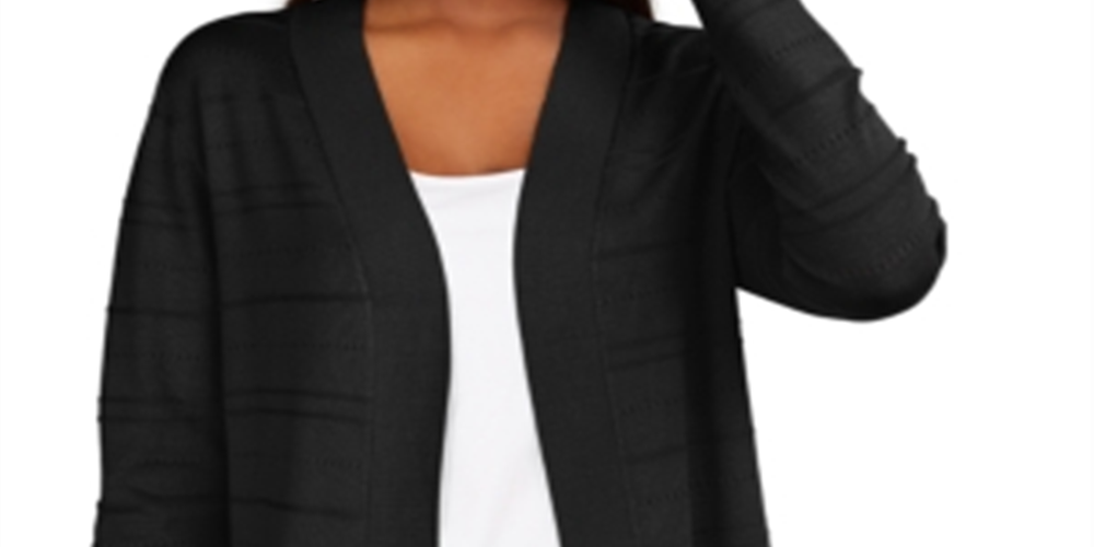 Karen Scott Cardigan Feminino Pequeno com Frente Aberta Preto Escuro Tamanho PM