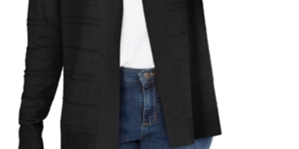 Karen Scott Cardigan Feminino Pequeno com Frente Aberta Preto Escuro Tamanho PM