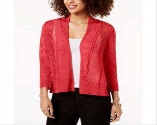 Cardigan Alfani Feminino Petite com Ponto Misto e Abertura Frontal - Vermelho Coral Branch Tamanho Petite XL