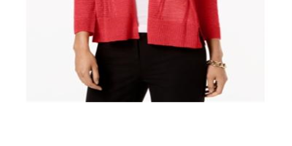 Cardigan Alfani Feminino Petite com Ponto Misto e Abertura Frontal - Vermelho Coral Branch Tamanho Petite XL