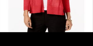 Cardigan Alfani Feminino Petite com Ponto Misto e Abertura Frontal - Vermelho Coral Branch Tamanho Petite XL
