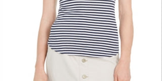 Regata feminina de malha listrada Charter Club Intrepid Blue Combo XXL