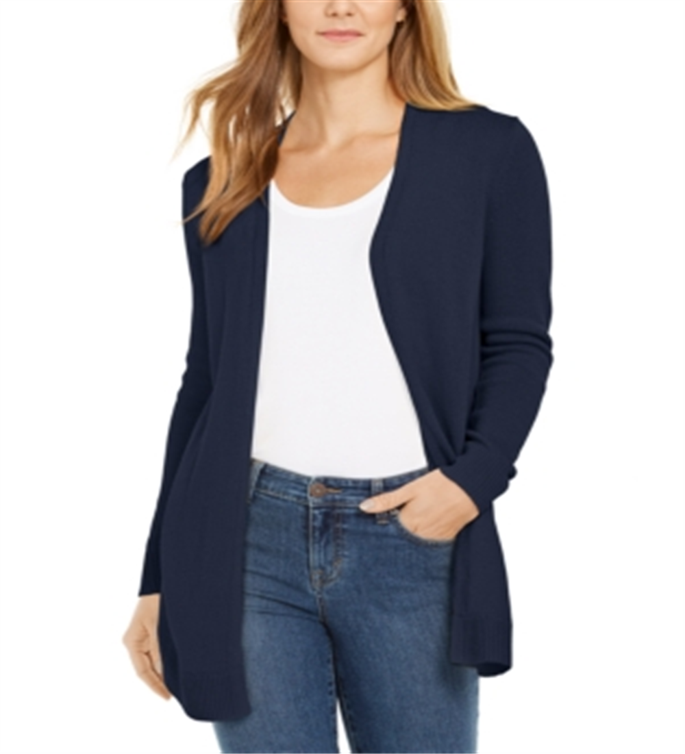 Charter Club Feminino Frente Aberta Bainha Curva Completo Intrepid Azul Tamanho PM
