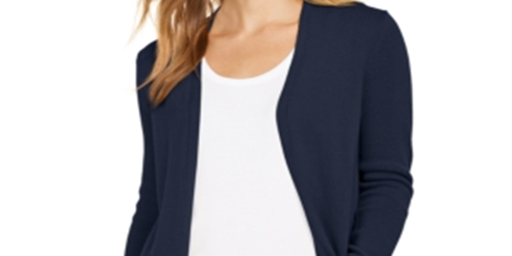 Charter Club Feminino Frente Aberta Bainha Curva Completo Intrepid Azul Tamanho PM