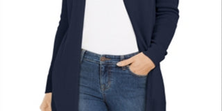 Charter Club Feminino Frente Aberta Bainha Curva Completo Intrepid Azul Tamanho PM