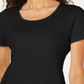 Karen Scott Top feminino de algodão com decote redondo, tamanho PL, preto profundo