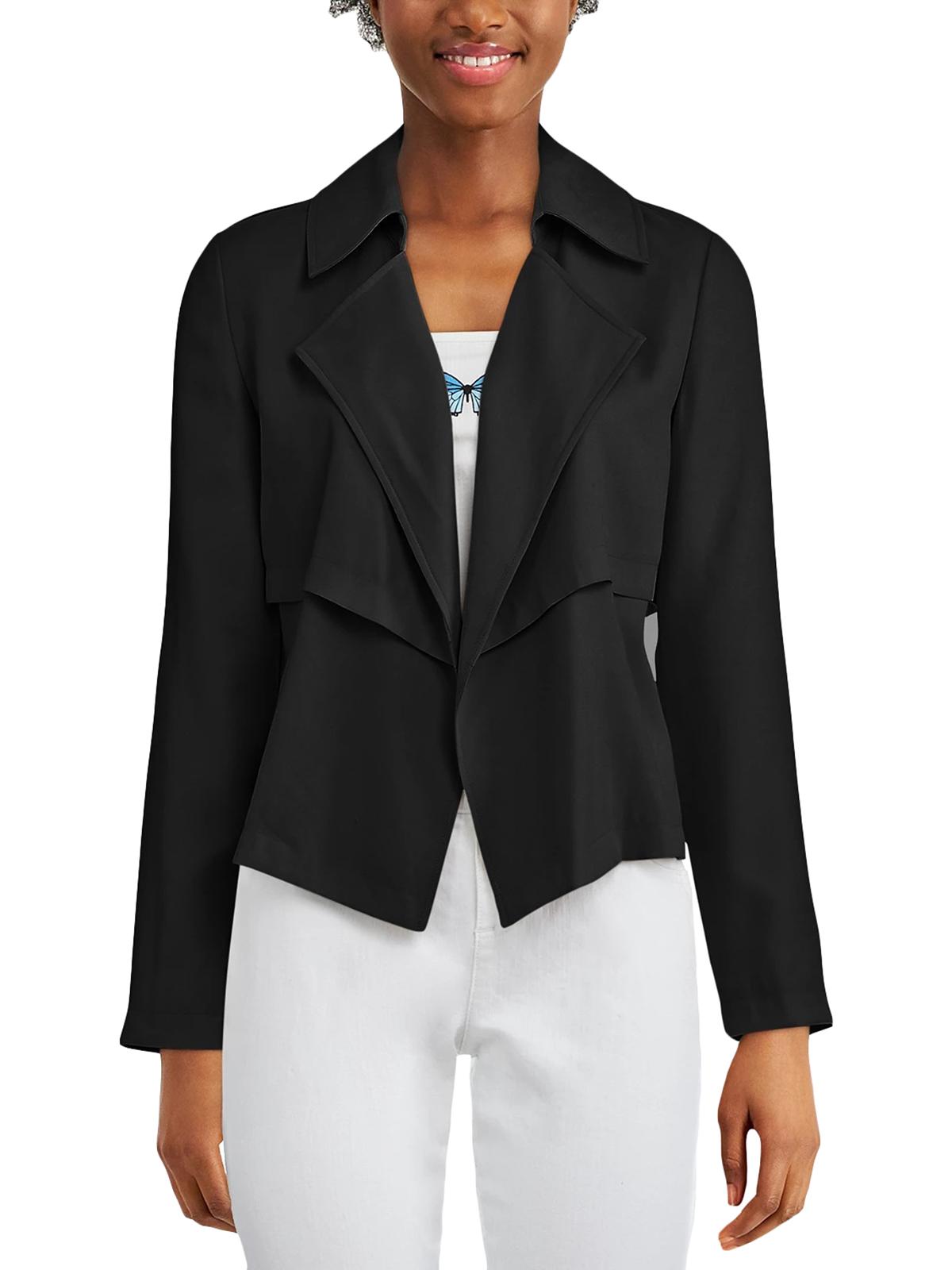 Jaqueta trench coat feminina Bar III com abertura frontal, preta, tamanho M -