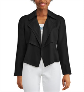 Jaqueta trench coat feminina Bar III com abertura frontal, preta, tamanho M -