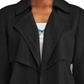 Jaqueta trench coat feminina Bar III com abertura frontal, preta, tamanho M -
