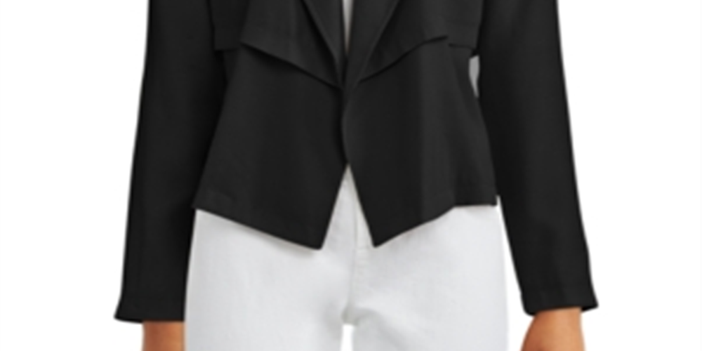 Jaqueta trench coat feminina Bar III com abertura frontal, preta, tamanho M -
