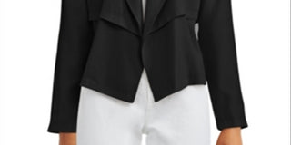 Jaqueta trench coat feminina Bar III com abertura frontal, preta, tamanho M -