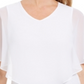 JM Collection Top feminino com sobreposição pequena, branco brilhante, tamanho PS