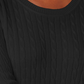 KAREN SCOTT Suéter feminino canelado, manga comprida, gola redonda, tamanho pequeno, preto, tamanho pequeno S