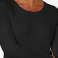 KAREN SCOTT Suéter feminino canelado, manga comprida, gola redonda, tamanho pequeno, preto, tamanho pequeno S